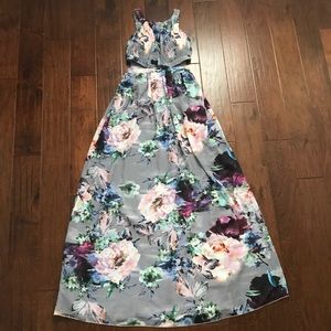 Grey Floral Maxi Dress